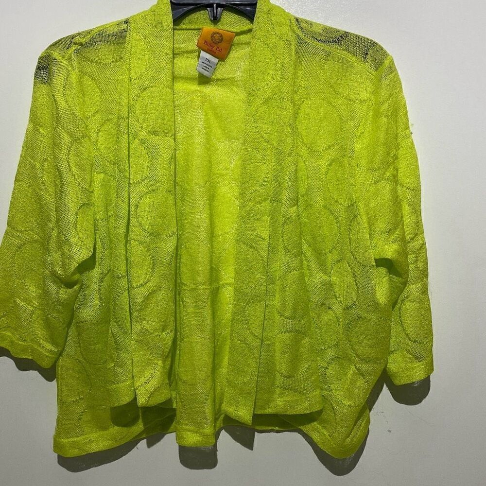 Rudy Rd. Women's‎ Yellow Green Open Lace Knit Cardigan Size PXL